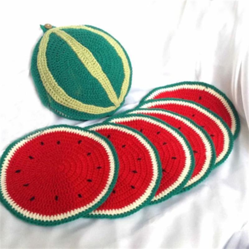 Cute Fruit Coasters Handmade Crocheted Insulating Mats Creative Home Anti-scald Non-slip Coaster Kitchen Supplies Placemats