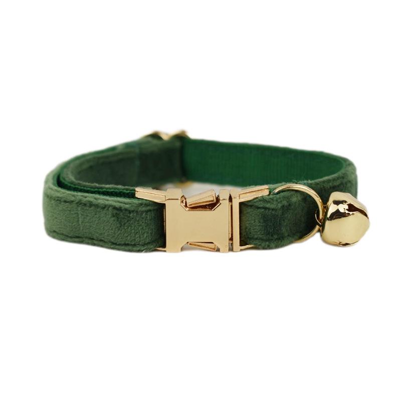 Forest green velvet cat collar pet collar cat collar cute bell cat collar bow scarf