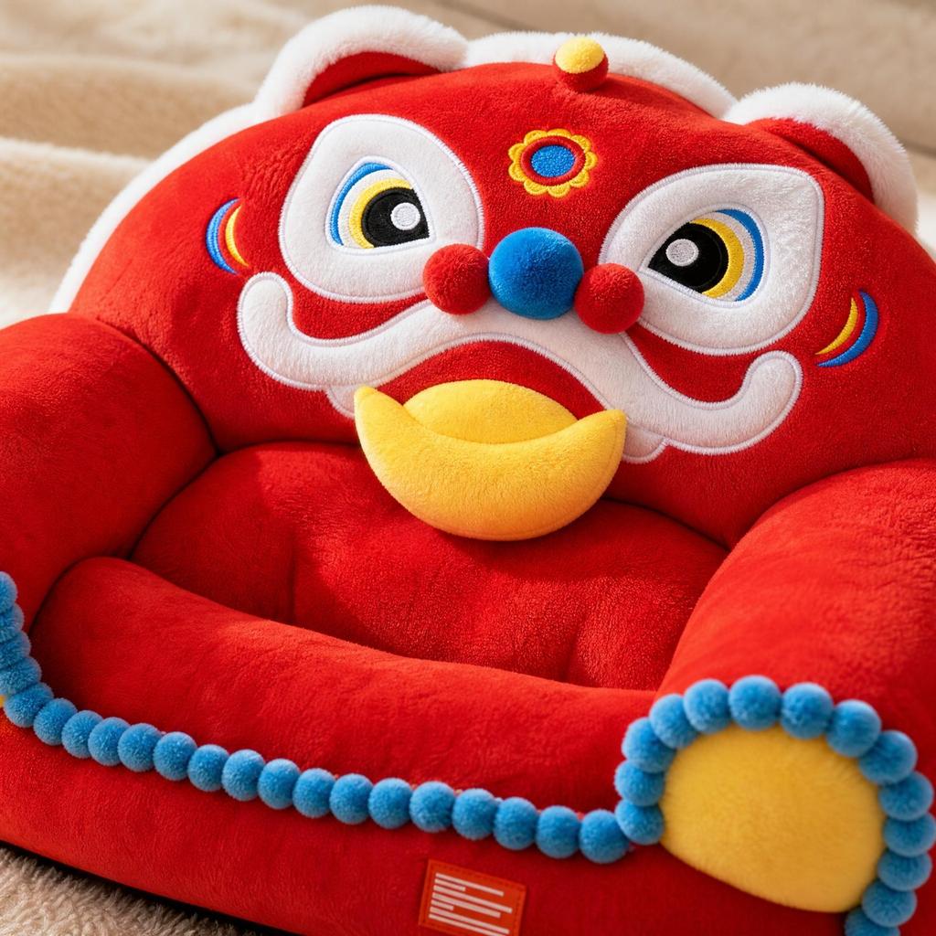 Lion-Dance Themed Pet Bed Supportive Dog Sofa Stylish for Bedrooms
