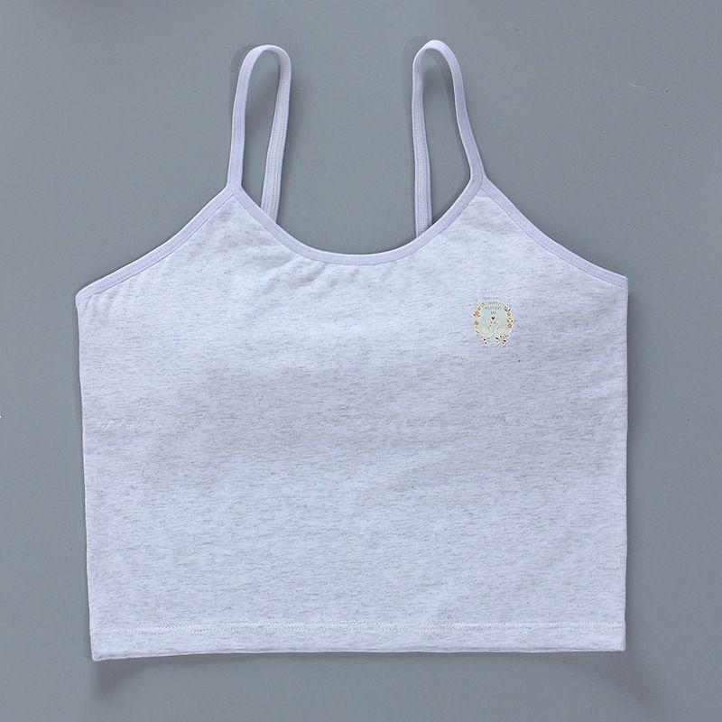 

Милое хлопковое однотонное нижнее белье для девочек, тренировочный бюстгальтер-жилет для подростков, От 8 до 14 лет one size серый