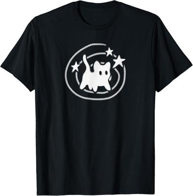 Y2K 90er Jahre Gruselige Kater Katze hat Angst unter Sternenschweif T-Shirt