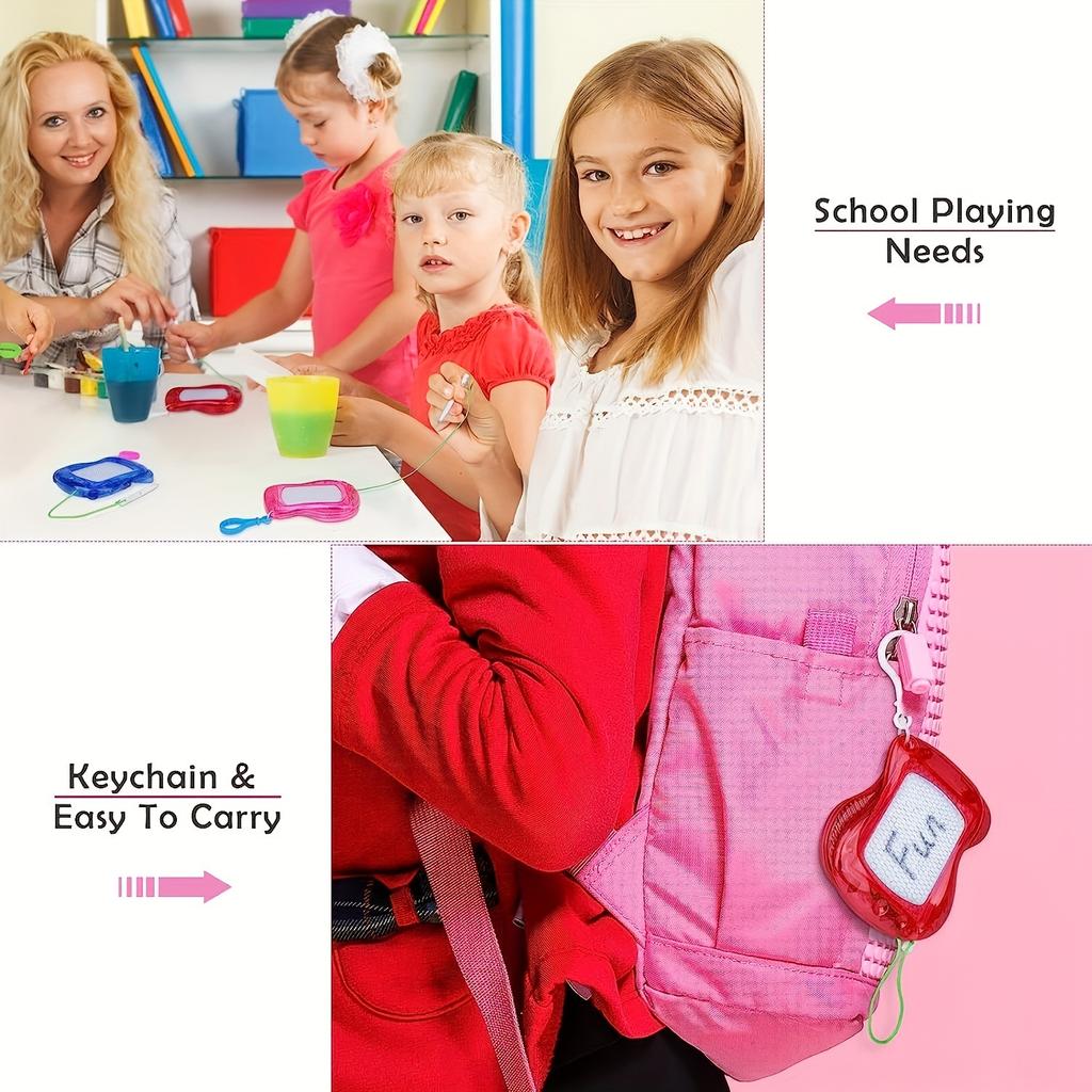 Mini Magnetic Drawing Boards With Keychain Erasable Doodle & Sketch Pads For Kids Ages 3-6, Birthday Gifts