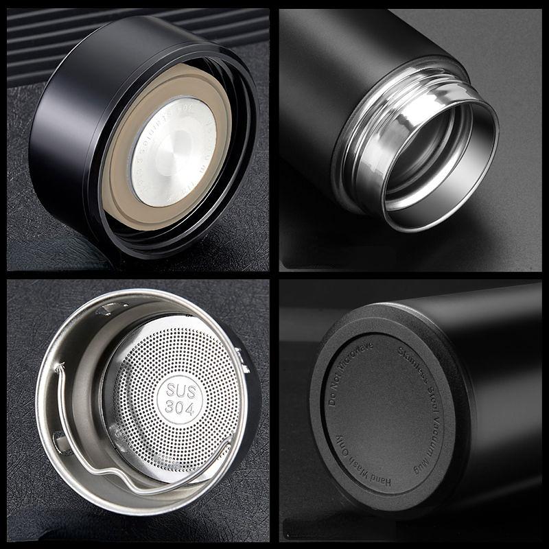 Large Capacity Intelligence Thermos Cup 500ml Vacuum Flasks Portable Stainless Steel Thermos Cup Water Bottle Travel Tea Mug Office Thermos Cup