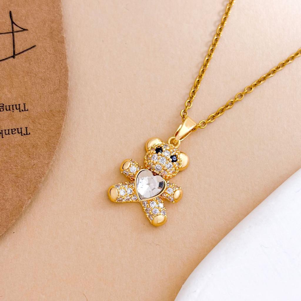 Necklace Fashion Zircon Bear Temperament Necklace Accessories Women's High Sense Light Luxury Full Zirconium Versatile Accessories