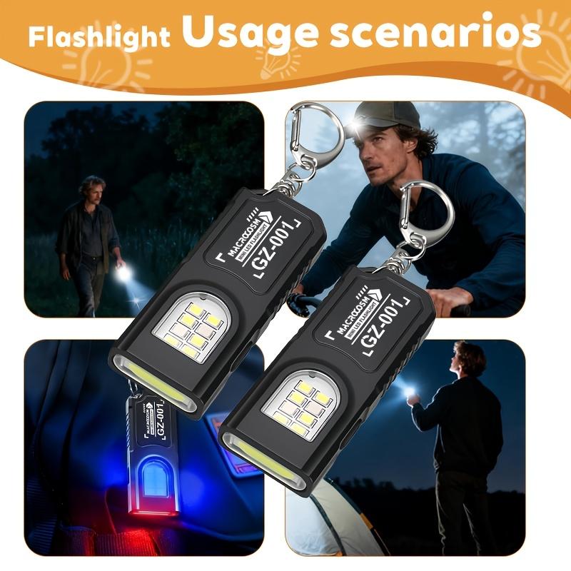 Mini LED Schlüsselanhänger Taschenlampe, multifunktionale USB-ladbare Handtaschenlampe, Outdoor-Hutclip-Licht, für Camping, Wandern, Angeln, Notfallsituationen
