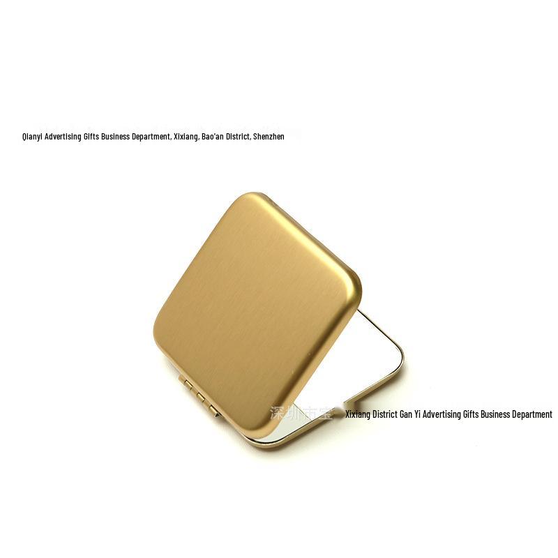 Engravable Stainless Steel Foldable Makeup Mirror - Unbreakable, Portable, Round/Square Design, Compact Size