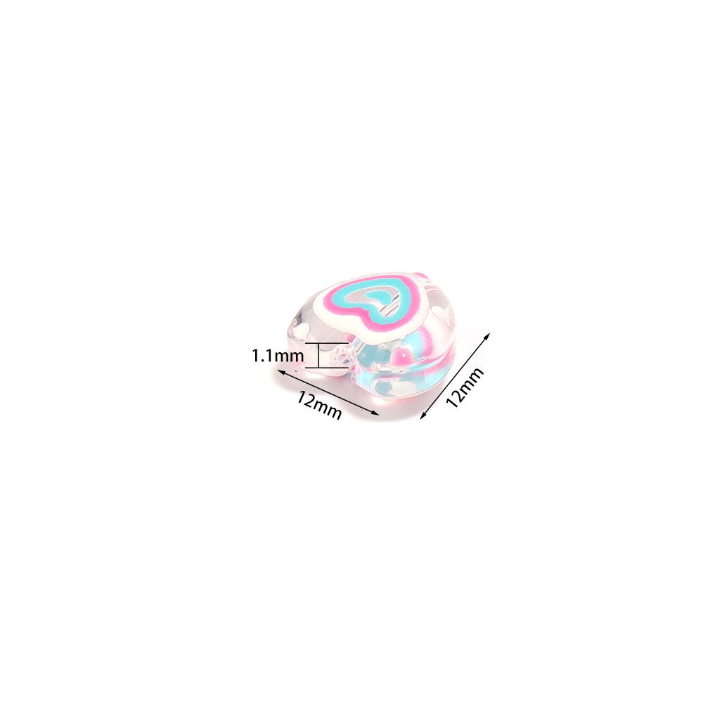 5pcs Lampwork Heart Beads 12mm Colorful Hand Painted Glass Loose Beads For Jewelry Making DIY Necklace Phone Chain Accessories