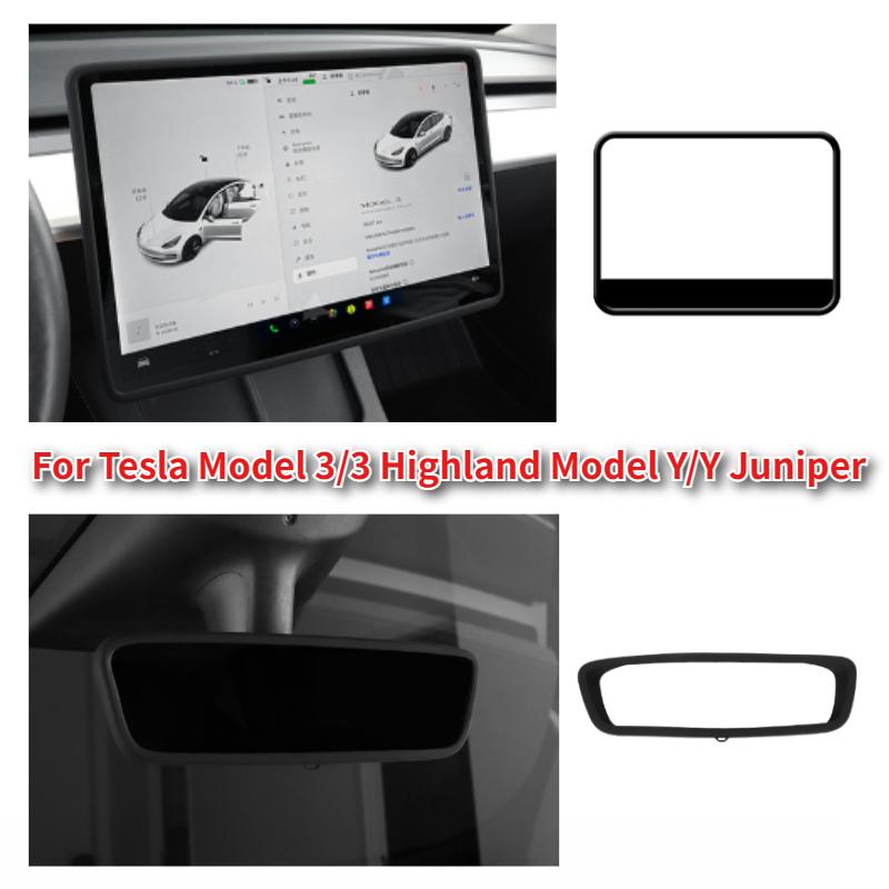 For Tesla Model 3 Highland 2024 Model Y Juniper 2025 Silicone Screen Frame Display Edge Protector Central Control Accessores