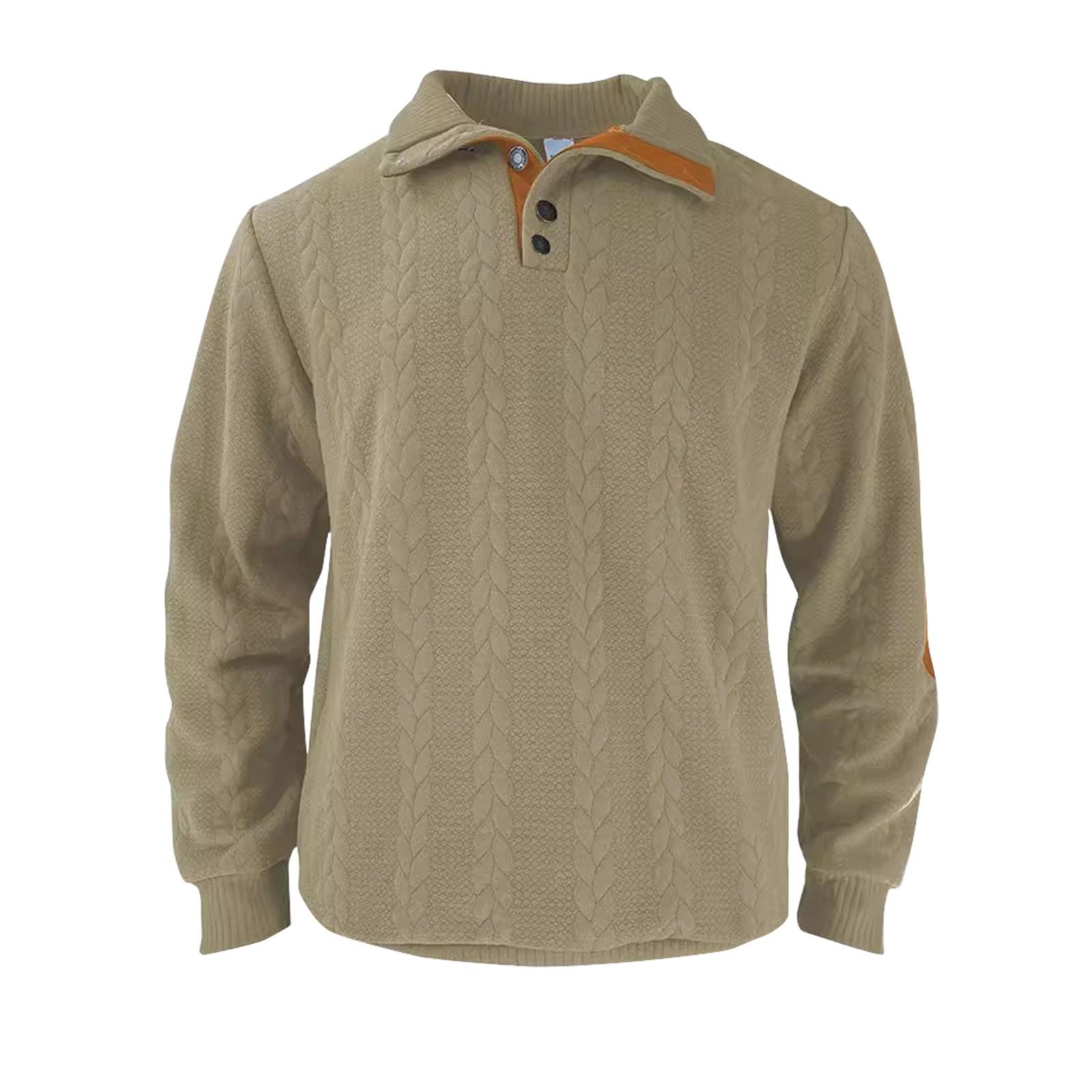 Мужская повседневная модная толстовка без капюшона, широкая мужская свободная толстовка с капюшоном и воротником-стойкой на пуговицах S хаки