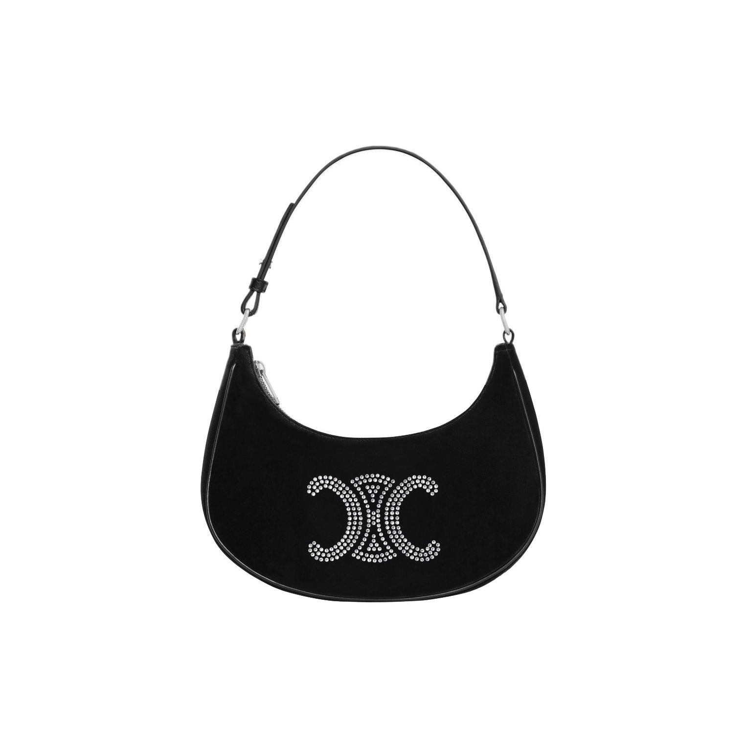 

Celine Ava Triomphe Velvet And Calfskin Leather Shoulder Tote Bag Women handbags Black 193952FJM-38SI Basic Set (Bag+Dust Bag)