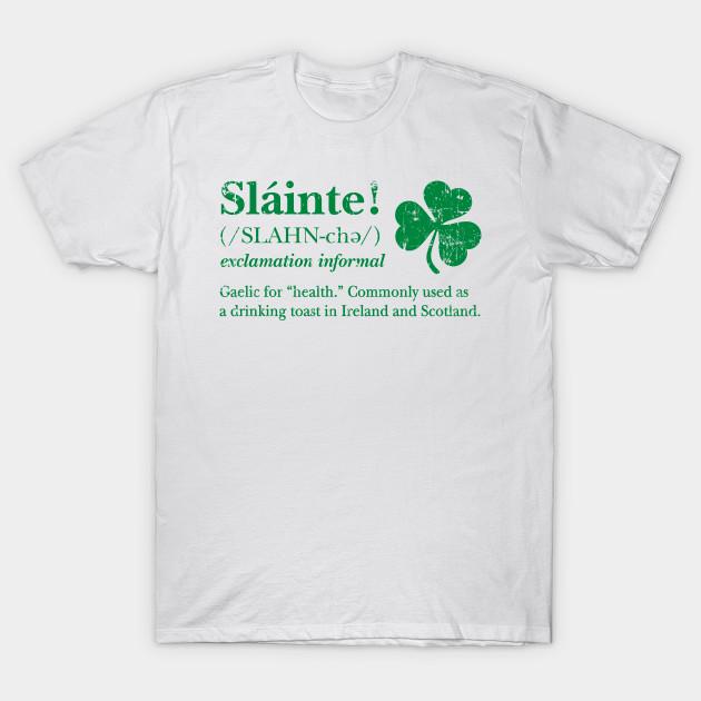 Men Black Print T-shirt Slainte! Irish Toast (Green Print) No-Cut Transfer Paper Print Cotton Tshirt 2XL белый