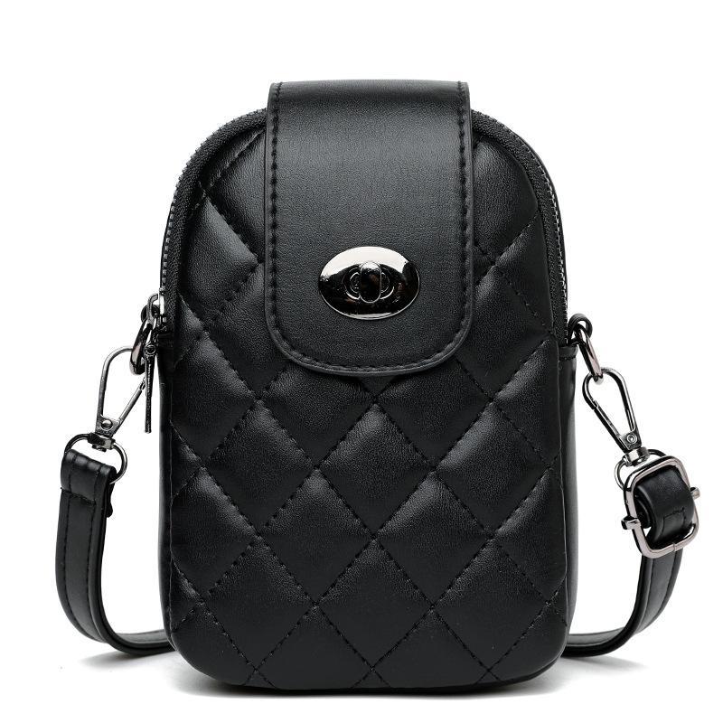 Women's Bag 2023 Spring New Fashion Rhombus Embroidery Small Satchel Single Shoulder Messenger Double Layer Mobile Phone Change Bag Trend ARI