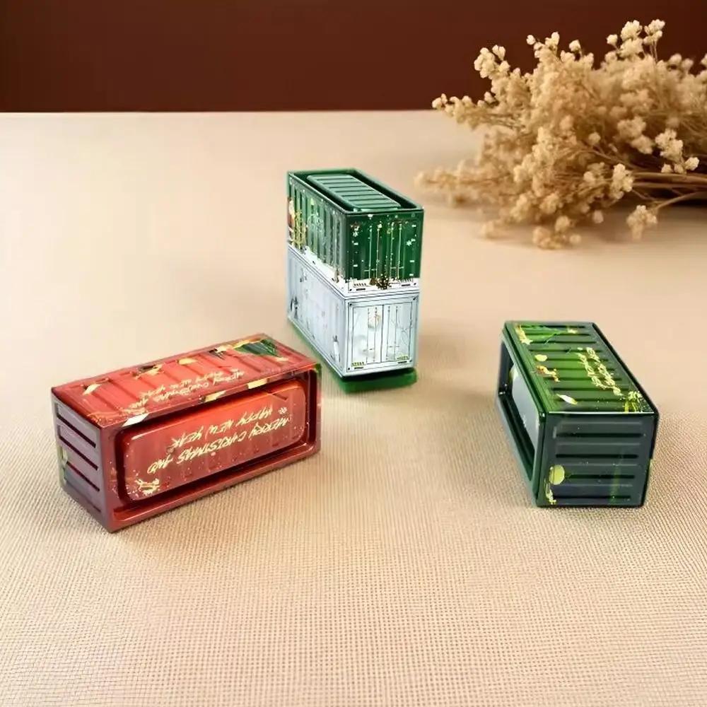 Ornament Durable Tin Christmas Box Vintage Style Rust Proof Tin Container Mini Size Simulation Design Iron Box Christmas