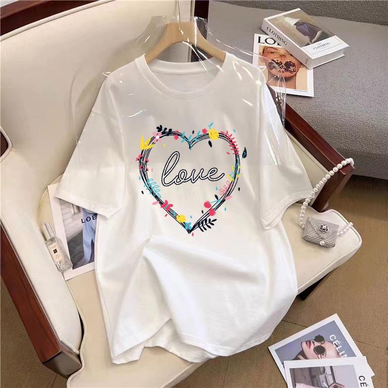 

Корейская женская летняя футболка, новая, с круглым вырезом, короткими рукавами, простая, с милым ретро-принтом в виде букв 2XL