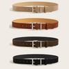Trendy Pin Buckle Waistband Maillard Style Business Waist Strap Suede Leather Wide Belt  Gifts