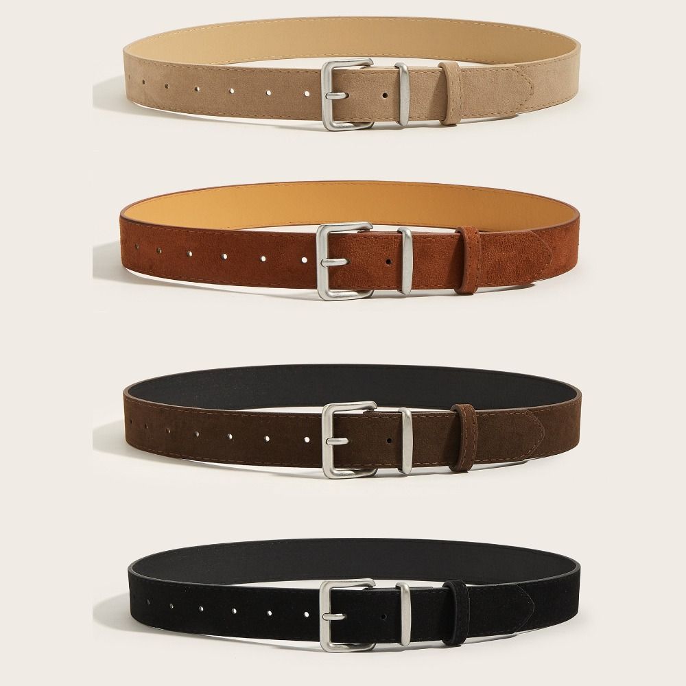 Trendy Pin Buckle Waistband Maillard Style Business Waist Strap Suede Leather Wide Belt Gifts