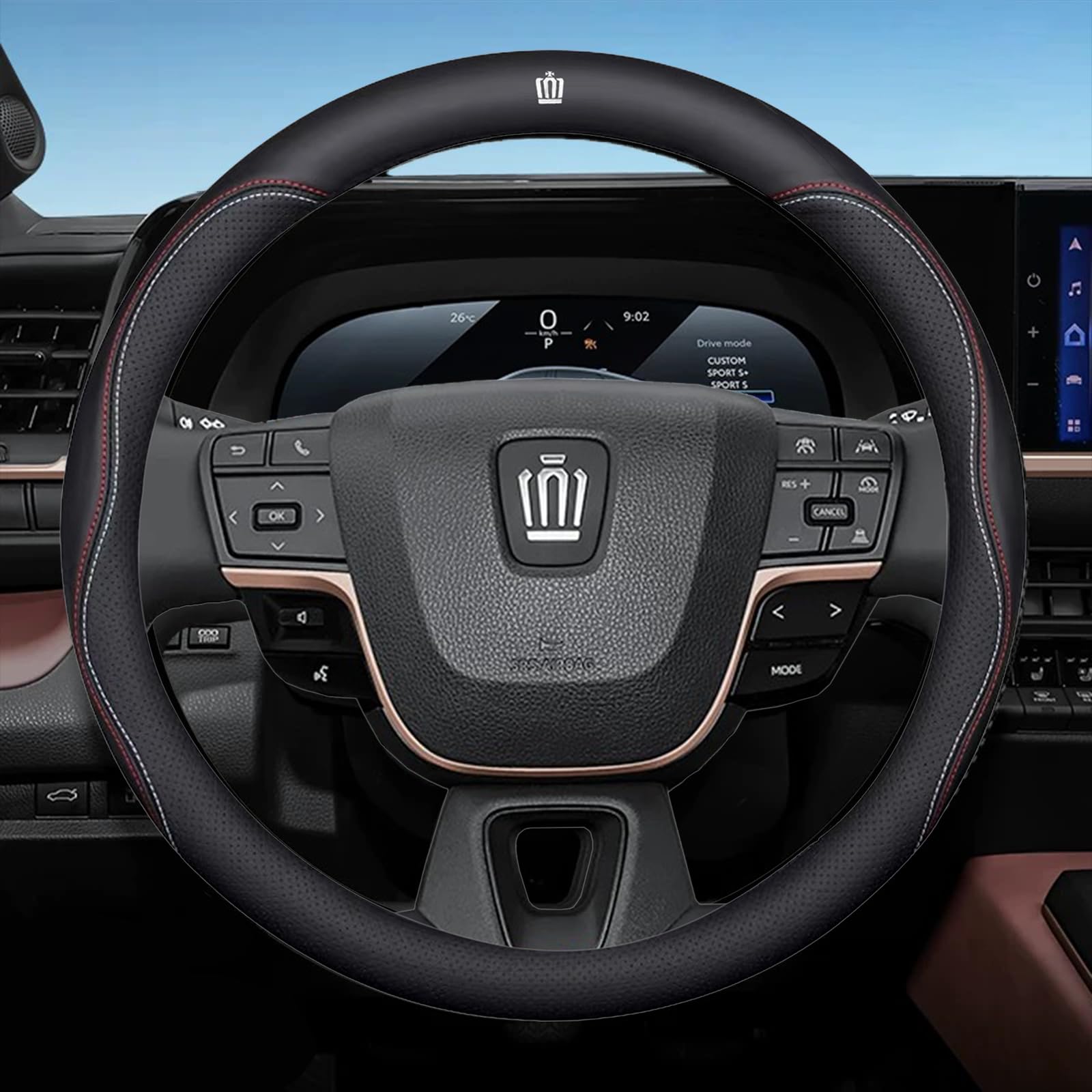 

QiuFu Compatible Crown Steering Wheel 220 210 200 180 Genuine Premium Cowhide with Exclusive Metal Custom Car Black Cover, Series, Series, Series, чёрный