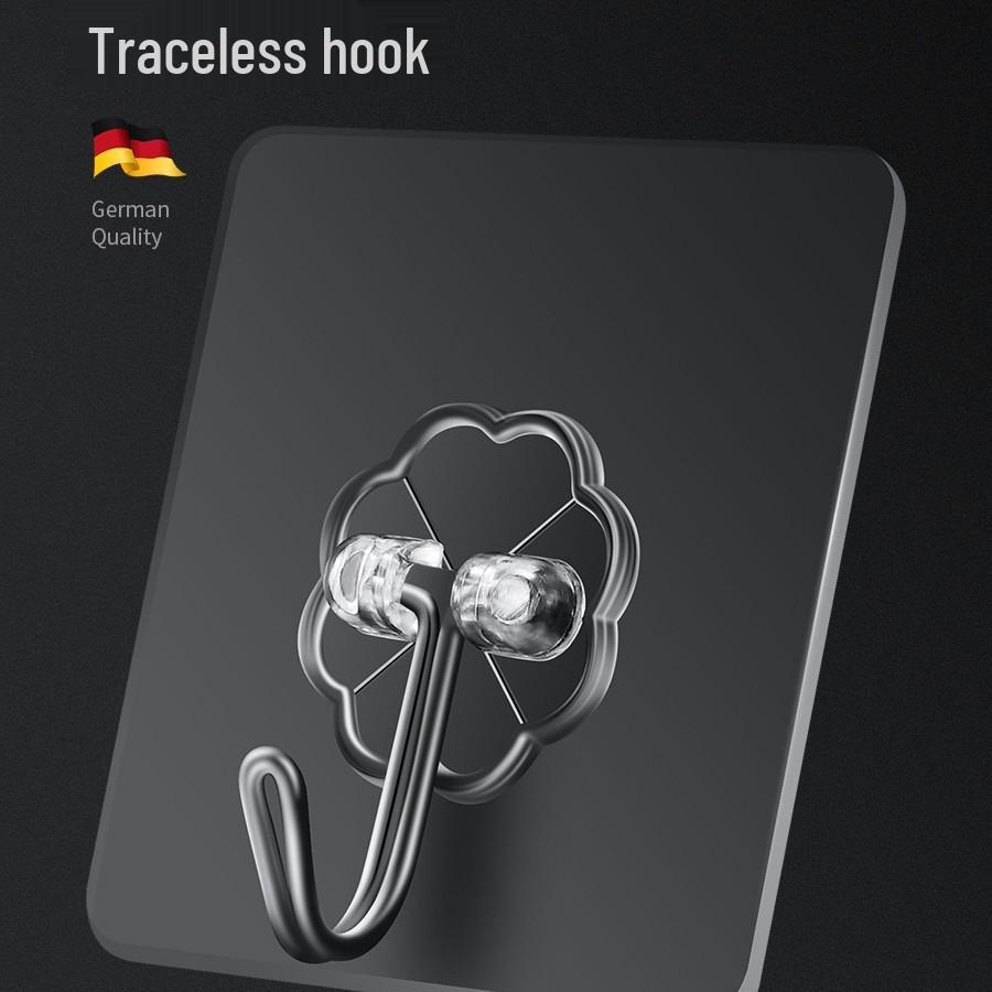 Strong Adhesive Hooks - No-Drill, Stainless Steel, No-Trace, Transparent Hooks for Kitchen/Bathroom Doors