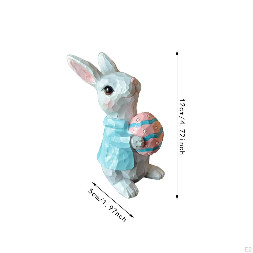 2Pcs Easter Bunny Statue Valentine's Day Gift Home Decor Resin Sculpture Animal Figurine for