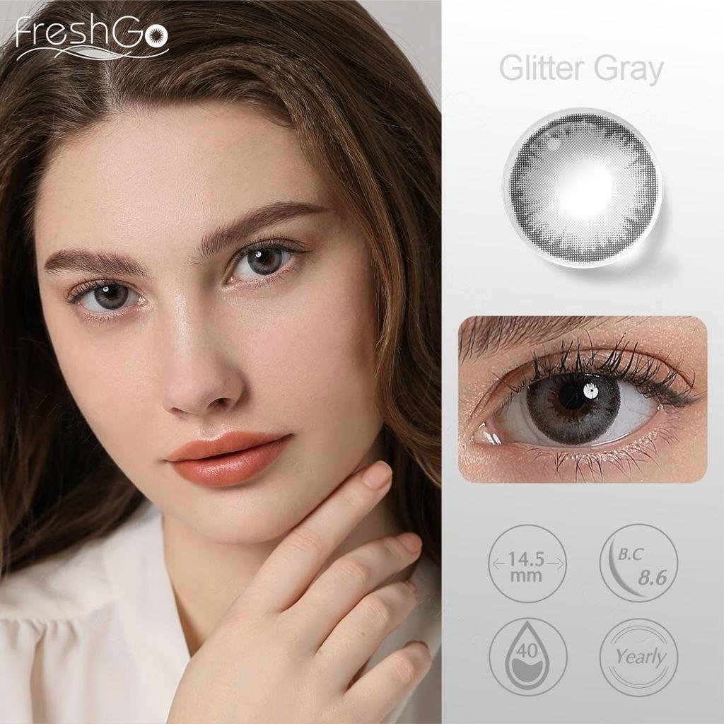 FreshGo Diamentowe kolorowe soczewki kontaktowe do oczu Kosmetyki Błyszczące kolorowe soczewki kontaktowe Miękkie kolorowe soczewki do oczu 1 para soczewek rocznych