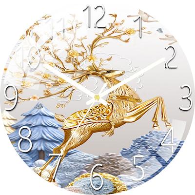 Digitálne nástenné hodiny s nízkou hlučnosťou, 30 cm/12 palcov jeleň nástenné hodiny Quartzové hodiny Tiché tiché jednoduché hodiny pre domácu výzdobu detskej izby