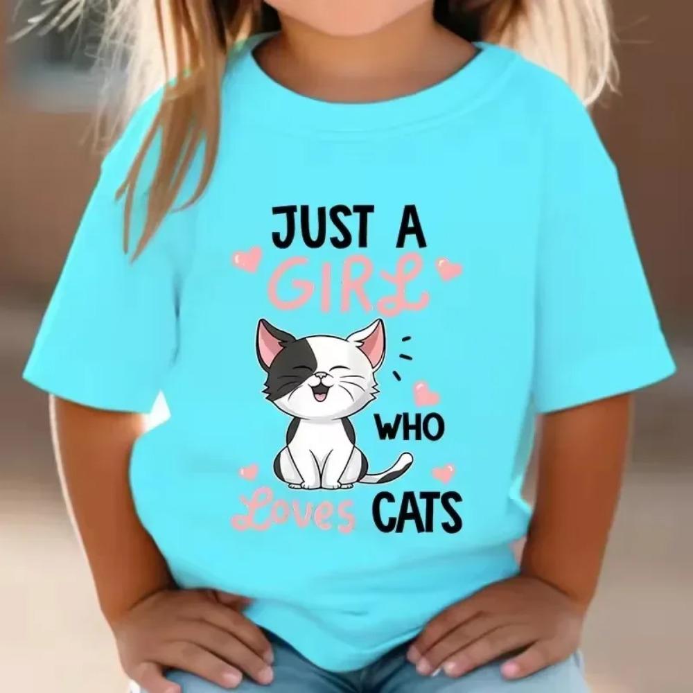 Cute Cat Graphic Children's T-shirt Summer Short-sleeved T-shirt
