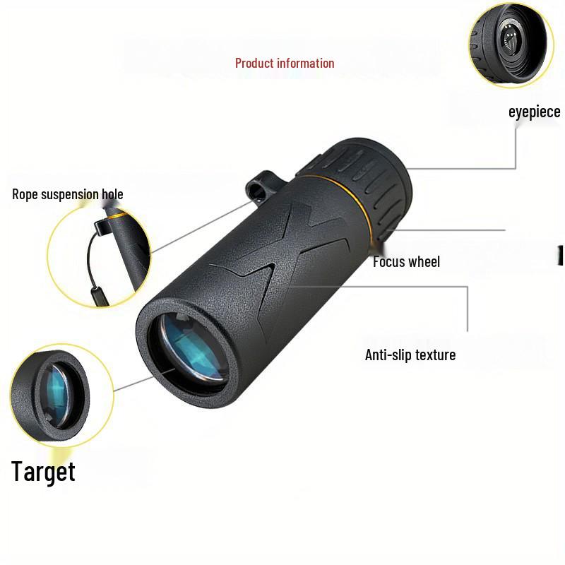 HD Portable Monocular Telescope with Night Vision and High Magnification for Outdoor and Phone Camera Use.