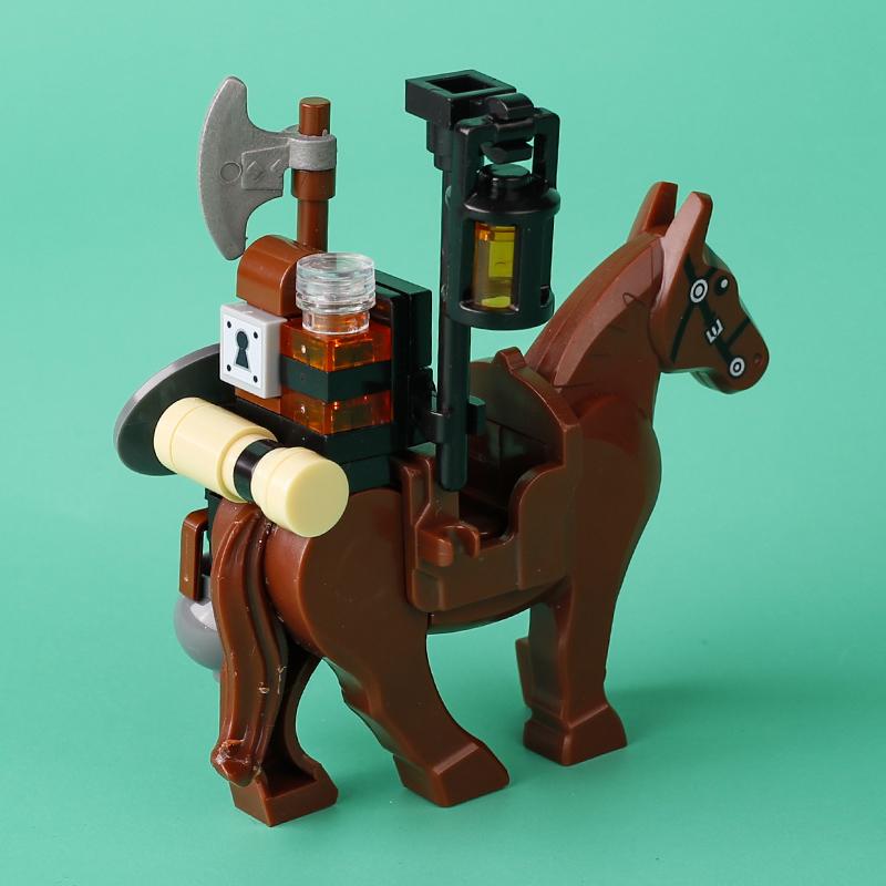 MOC Mittelalterlicher Wagen Bausteine Ritter Transport Viehwagen Reisende Beutel Pferd Kriegswagen Gefängnis Waffen Steine Spielzeug