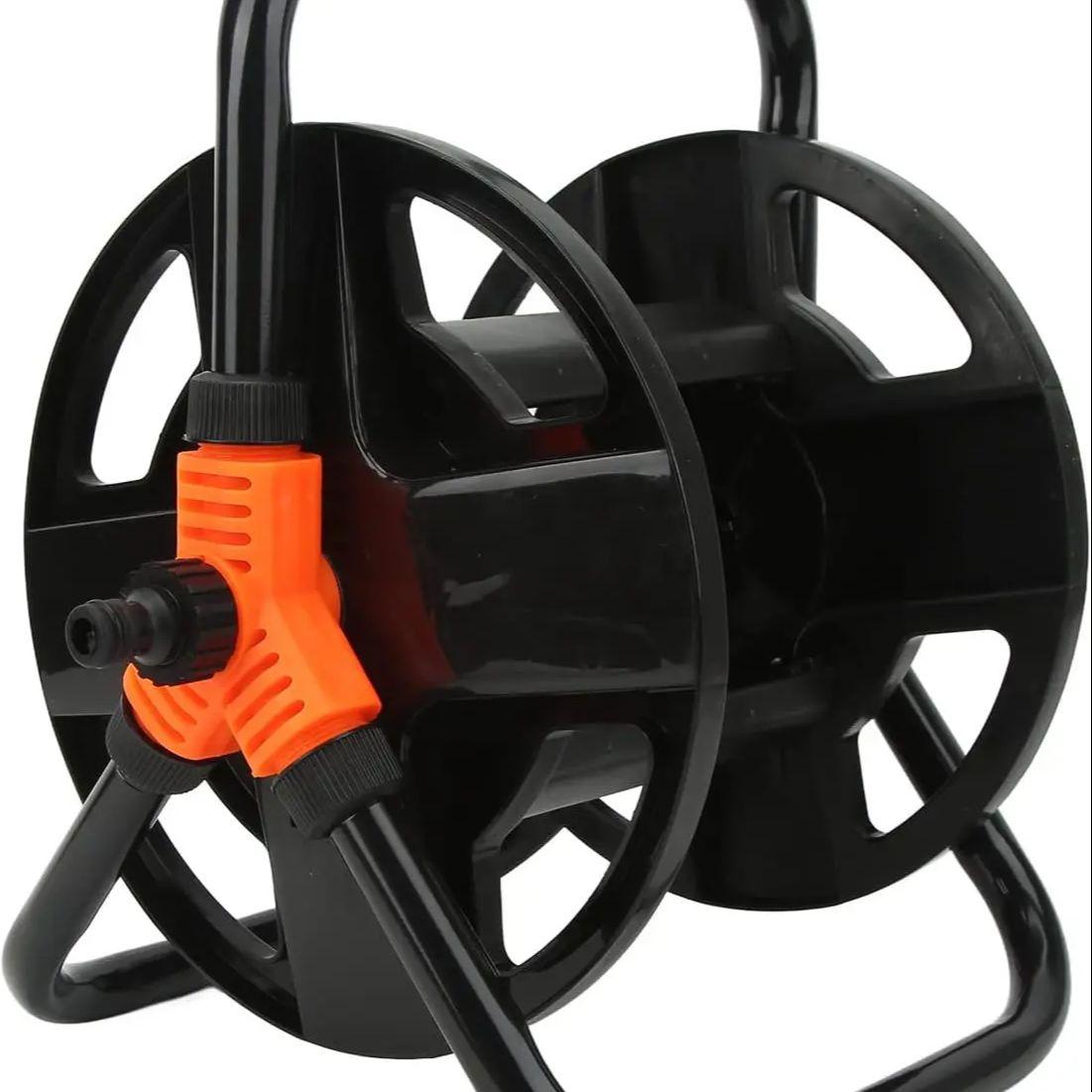 

Держатель для садового шланга Отдельно стоящая катушка для шланга Стойка для хранения водопроводных труб ABS Однорукий инструмент для сада, мойки автомобилей, полива чёрный