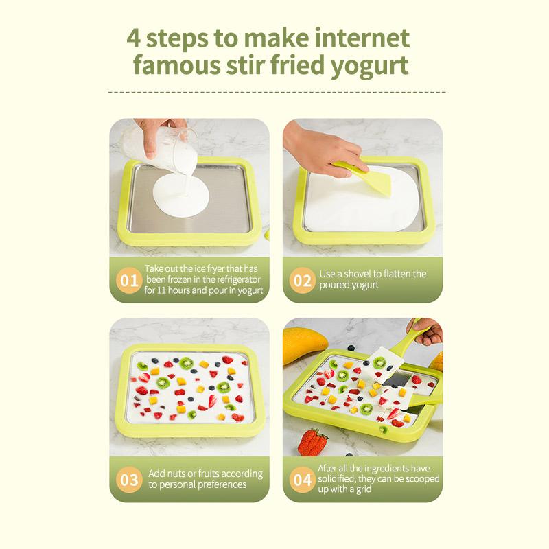 Domácí výrobník rolované zmrzliny Malý dětský domácí jogurtový pudink Nerezová pánev na smaženou ledovou zmrzlinu Stroj na smaženou ledovou zmrzlinu