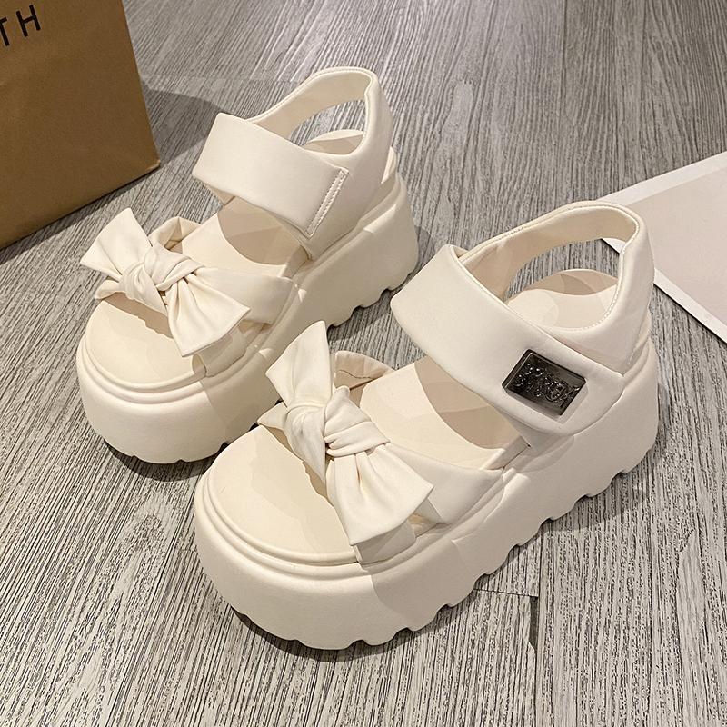 Fashion Women Summer High Platform Sandals 8CM Wedges Leather Chunky Slippers 2025 Outside Ankle Strap Sandals Beach Casual Slides Woman
