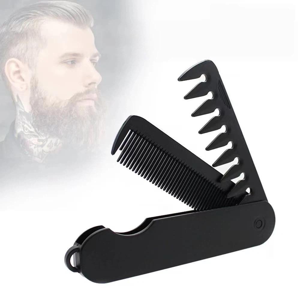 Professional 3 In 1 Pocket Folding Combs Wide Tooth Oil Head Comb Beard Combing Barber Hair Clipper Comb Salon Hair Styling Tool Double-sided Comb
