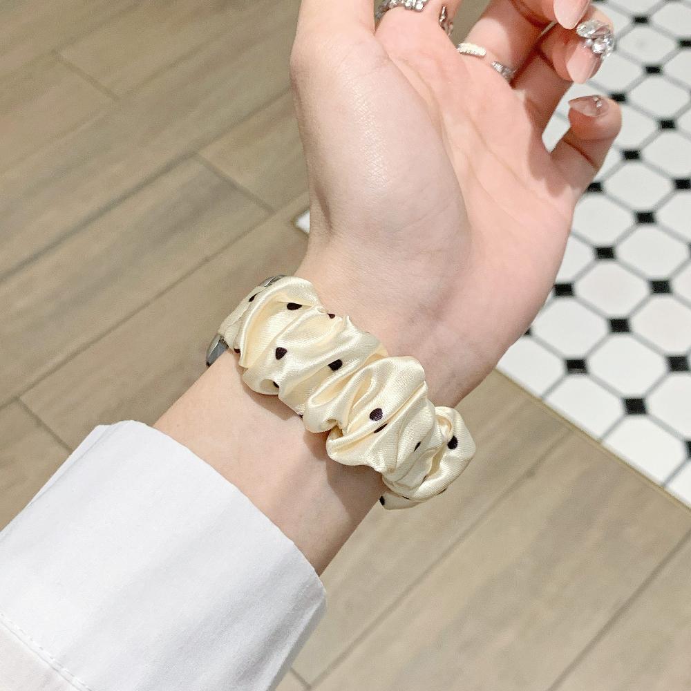 Rekbaar Scrunchie Polsbandje voor Apple Watch Series11 46mm Bandje Dames Polka Dot Garenstijl Lief Scrunchie voor iWatch10/8/7 38/41mm 42mm 44mm 45mm