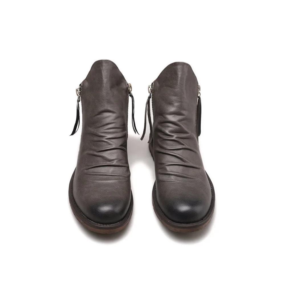 Men's Pu Boots 2024 Fashion Chelsea Boots Men's Comfortable High Top Zipper Boot Non-slip Flat Boots Men's Boot Cowboy Shoes