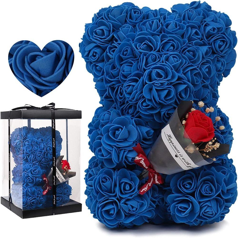 24cm Size Eternal Rose Bear Flower Bouquet Foam Flowers Artificial Flower Gift Artificial Rose Creative Design