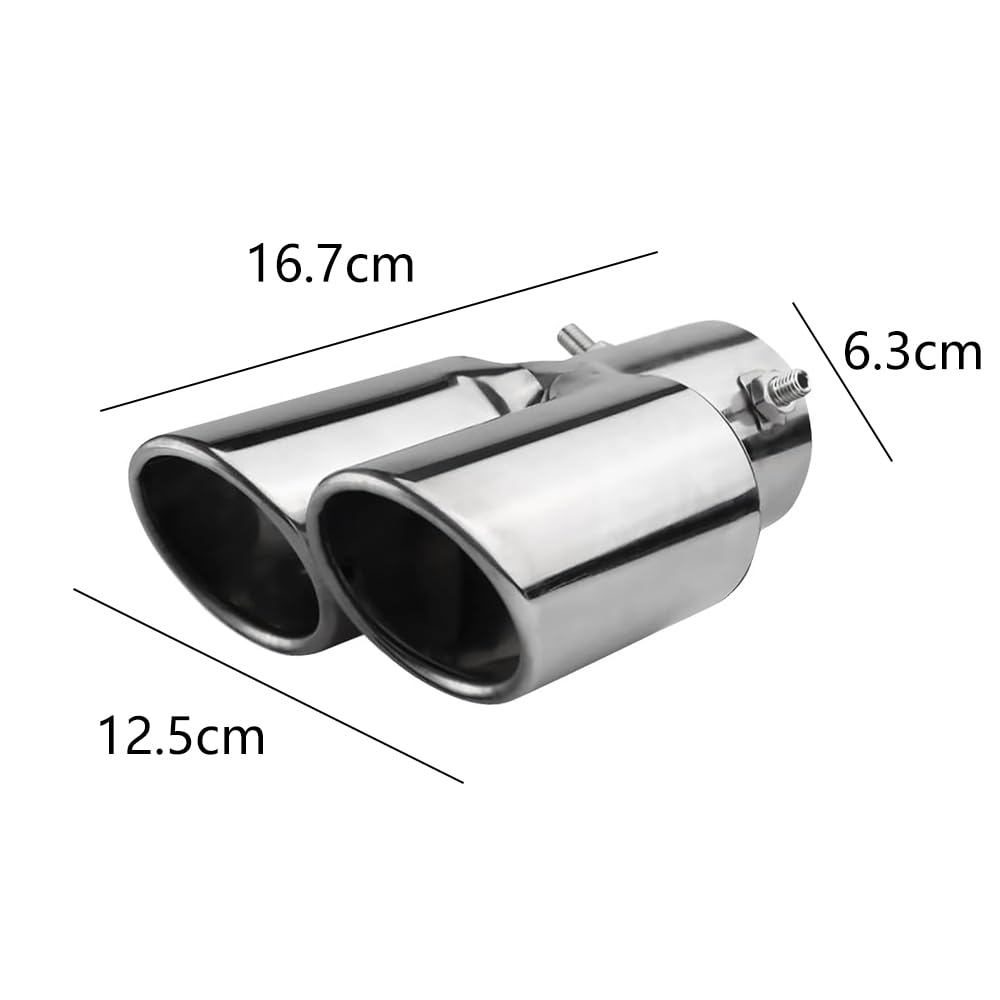 Srasakan Car Muffler Cutter, Straight Type, 2 Openings, 2.5 Inch Diameter, Exhaust Tip, Stainless