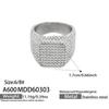 18k Gold-Plated Stainless Steel Square Ring: Trendy, Wide Band with Granular Texture