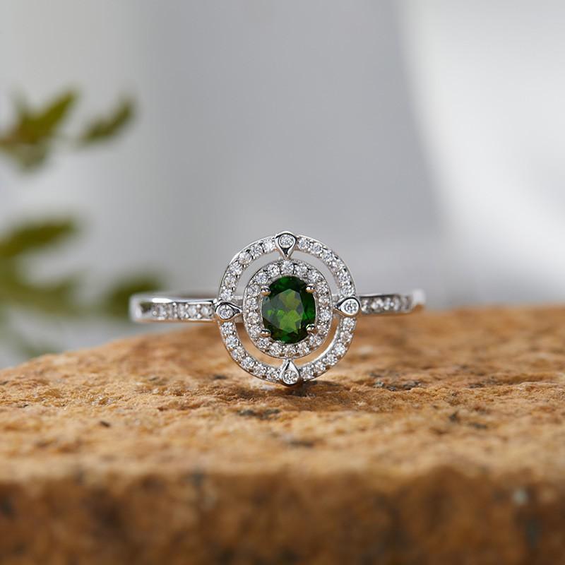 18K Gold Plated Natural Gemstone Ring Women Sapphire Garnet Topaz Diopside Fine Jewelry