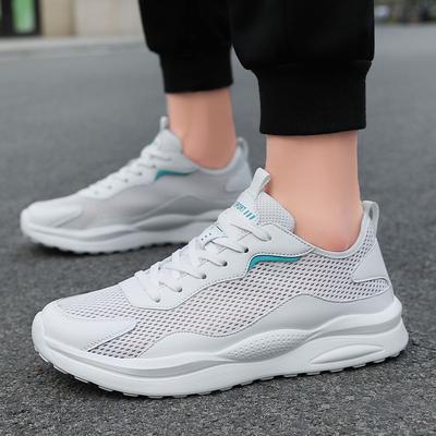 Biała ażurowa oddychająca siateczkowa cholewka męskie codzienne sneakersy niska cena outdoorowe sportowe proste lekkie wygodne męskie buty sportowe