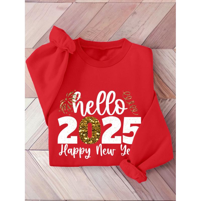 2025 Cross Round Neck European and American Christmas Long Sleeve Hoodie