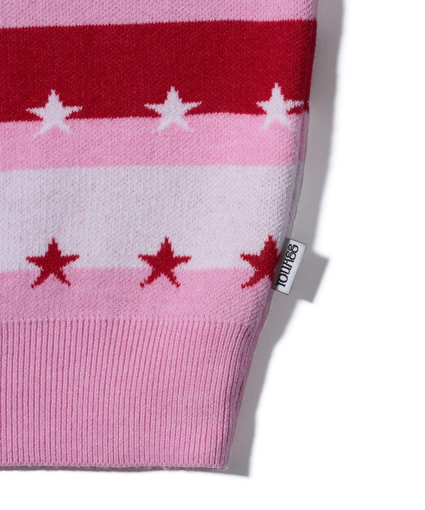 YOUHEE Star Stripe Cardigan Pink
