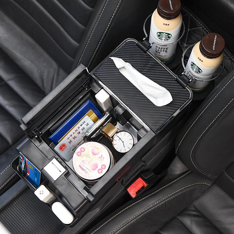 Multifunctional Car Armrest Tissue and Cup Holder Organizer