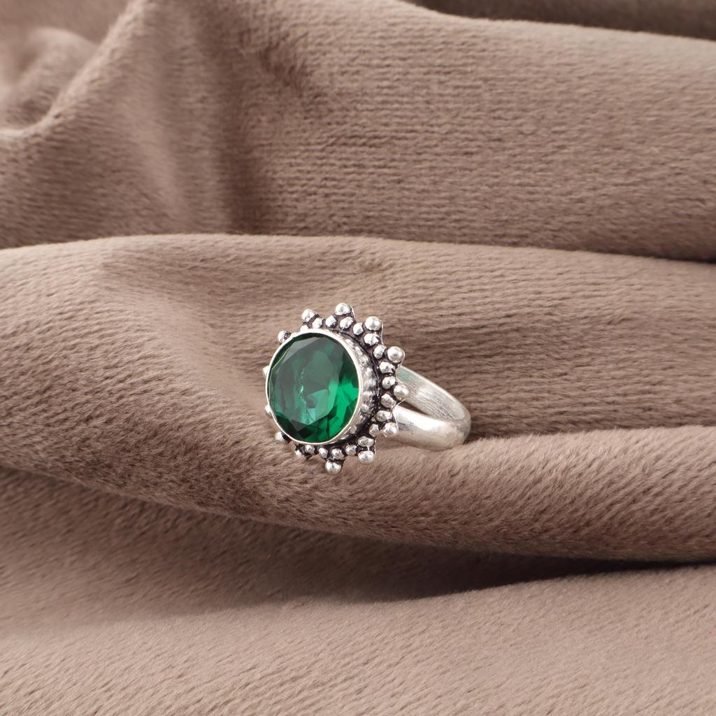 Green Emerald Gemstone Jewelry, Handmade Ring, 925 Sterling Silver Jewelry, Beautiful Silver Emerald Ring Gift For Women