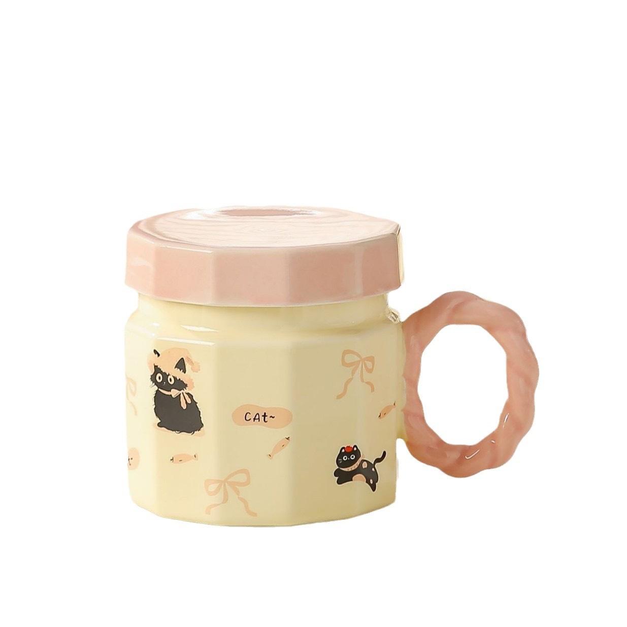 

Cat Ceramic Mug with Lid for Women s High Quality Coffee Breakfast Cup Office Water Cup Birthday Gift 401-500ml