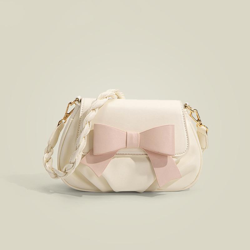 

Spring and summer Internet celebrities fashion versatile sweet girl heart small square bag women messenger bag pleated cloud bag bow bag