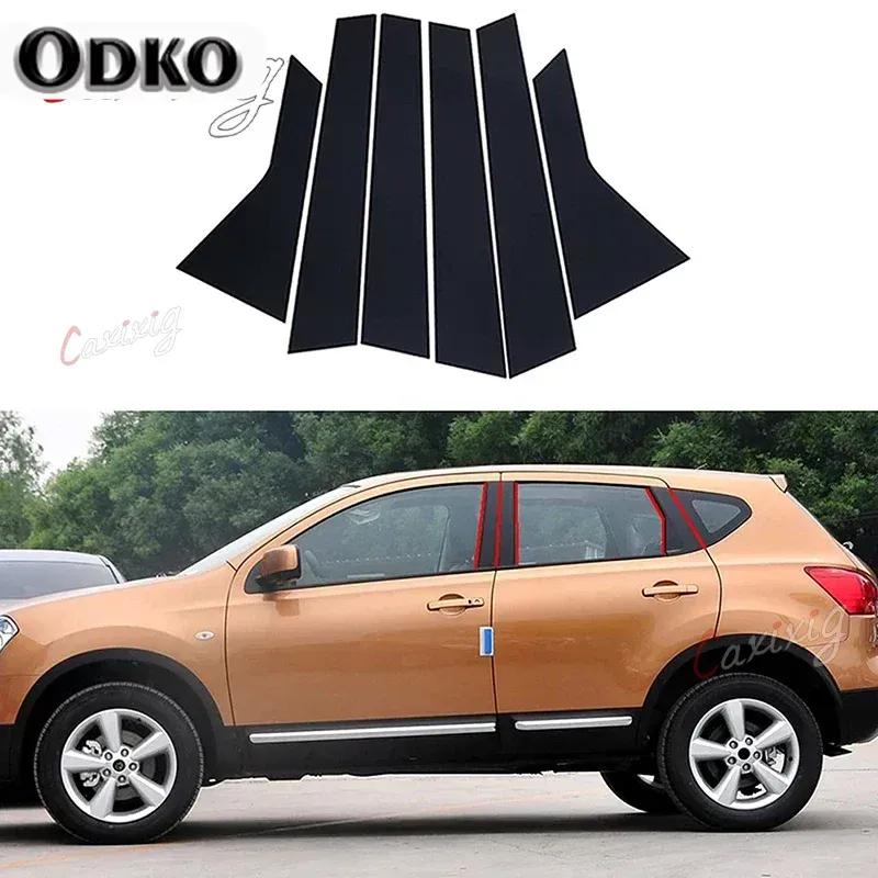 6Pcs Car Pillar Posts for Nissan Qashqai J10 2008 2009 2010 2011 2012 2013   Door Window Trim Stickers Black