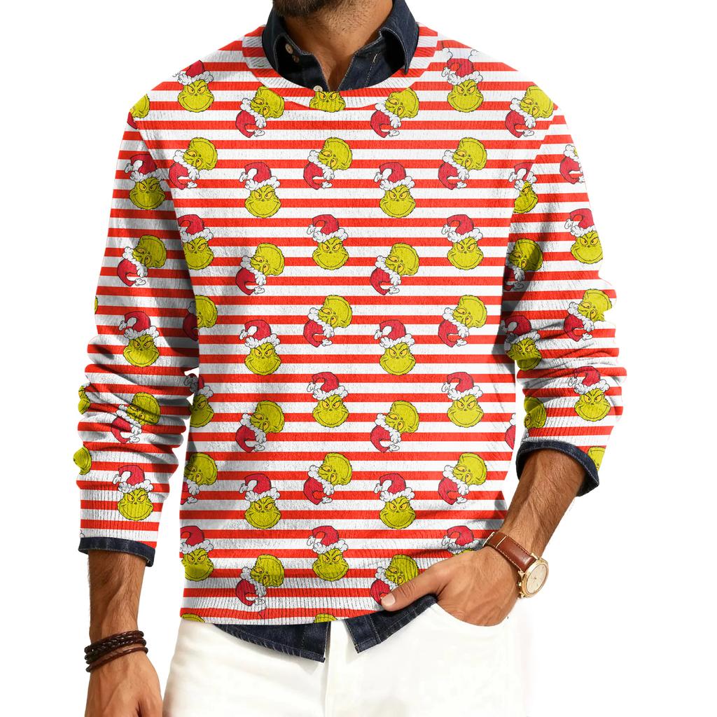 Herre Rund Hals Langermet Ribbestrikket Pullover