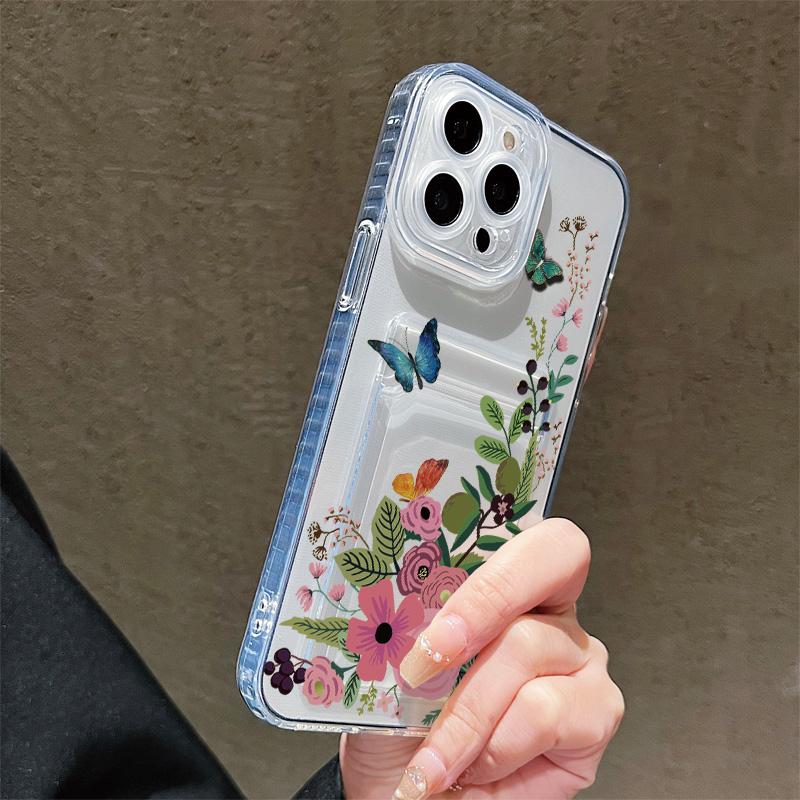 Card Slot Holder Silicone Wallet Pocket Case For Tecno Spark 10 Infinix Note 30 Oppo A60 A3 A5 Pro Samsung A06 A16 A36 A56 Cover Clear Phone Bumper