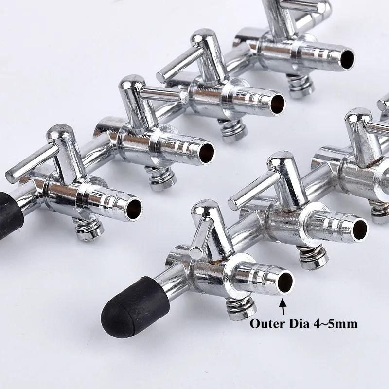 Aquarium Air Splitter Valve Stainless Steel Fish Tank Air Flow Control Switch Valve 1~5 Ways Distributor Oxygen Pump Accessories