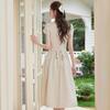 Elegant French V-Neck Tie-Waist Maxi Dress